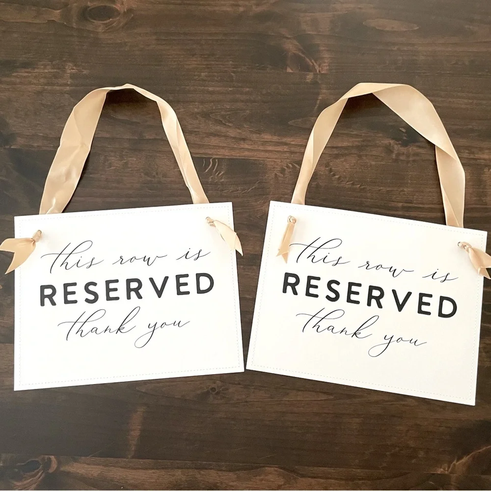Set of 2 This Row is Reserved Signs |  Wedding Decor